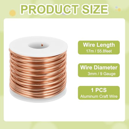 9 Gauge Anodized Aluminum Craft Wire Bendable Bonsai Training Wire 56 Feet 3mm for Sculpting Crafts Wreath Floral Beading Jewelry Making