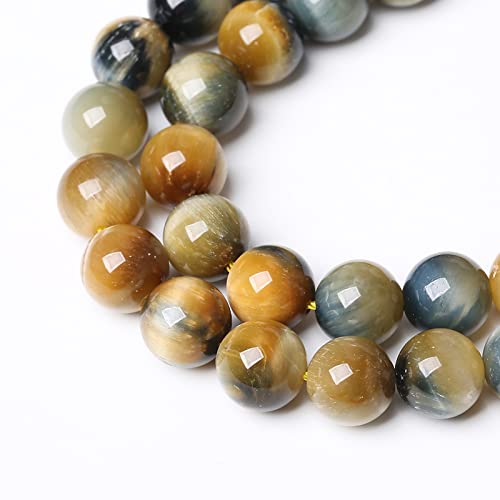 32Pcs 12mm Tiger Eye Beads for Jewelry Making Natural Stone Semi Precious Round Loose Spacer Beads DIY Bracelets Necklace (16 Count)