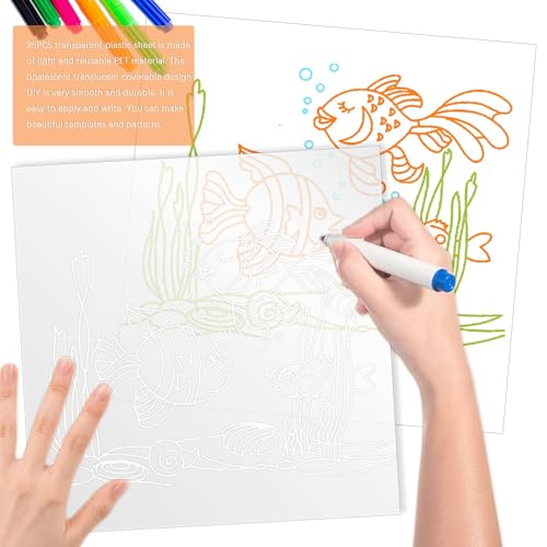 25 Pcs 10mil 12 x 12 Inch Milky Translucent PET Blank Stencil Sheets (25 Count)