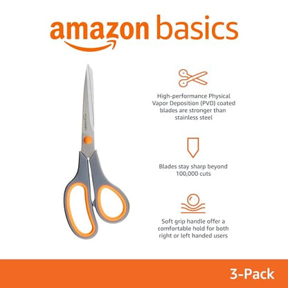 Multipurpose Stainless Steel Scissors for Office (3 Count)
