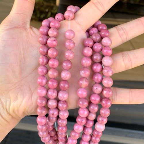 120pcs Adabele Natural Grade A Pink Rhodonite Gemstone 6mm Round Beads (124 Count)