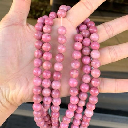 120pcs Adabele Natural Grade A Pink Rhodonite Gemstone 6mm Round Beads (124 Count)