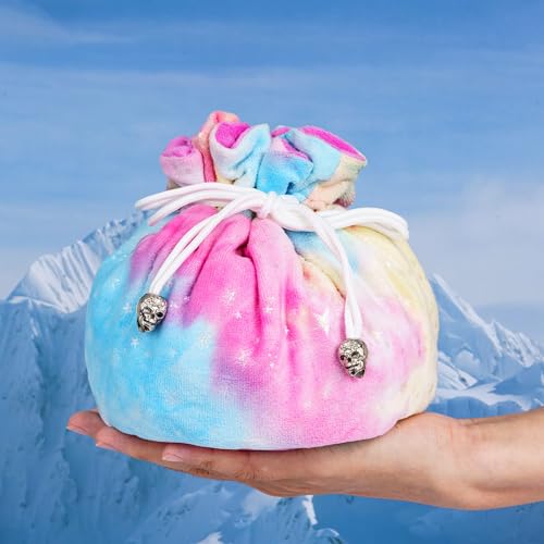 DND Dice Bags Large with Pockets Rainbow Storage Bag for RPG Games (5.29 Ounce)
