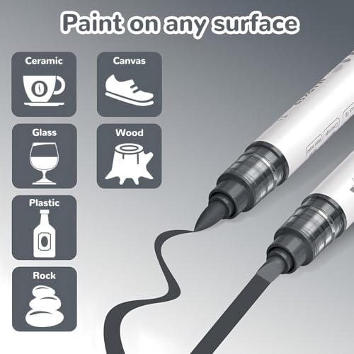 12 Grey Dual Tip Acrylic Paint Markers (12 Count)
