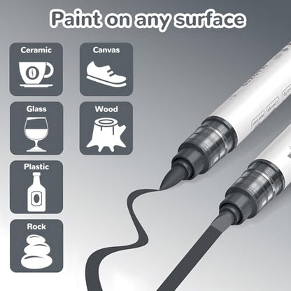 12 Grey Dual Tip Acrylic Paint Markers (12 Count)