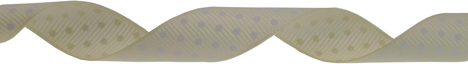 Polka Dot Grosgrain Ribbon 25 Yard Each Roll 100% Polyester (3/4", Beige) - Crafty Corner
