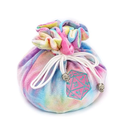 Large DND Dice Bag with Pockets Rainbow Storage Bag for D&D RPG Game (21 Ounce)
