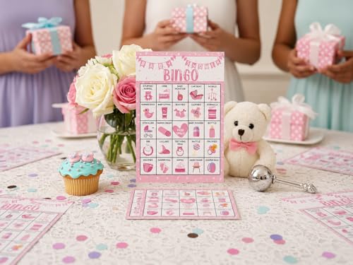 Pink Shower Party Bingo Cards