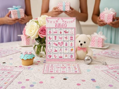 Pink Shower Party Bingo Cards