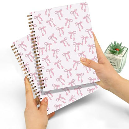2PCs Pink Bow Journaling Notebooks Trendy Preppy Spiral Notebook (2 Count)
