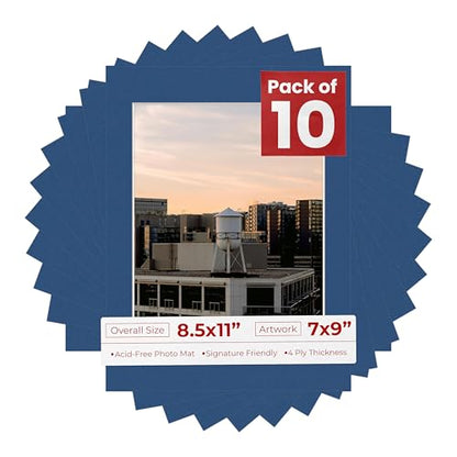 Pack of Ten 8.5x11 Mats Bevel Cut for 7x9 Photos (10 Count)