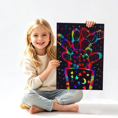 60 Pcs Big Rainbow Scratch Paper Art for Kids Arts and Crafts Kit