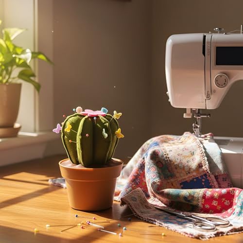 Cactus Shaped Pin Cushion with Sewing Notions