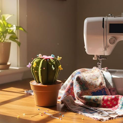 Cactus Shaped Pin Cushion with Sewing Notions