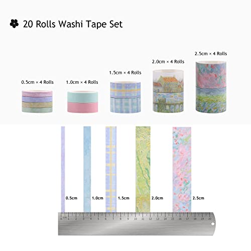 Floral Green Washi Tape Set (20 Count)