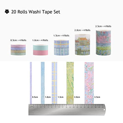 Floral Green Washi Tape Set (20 Count)
