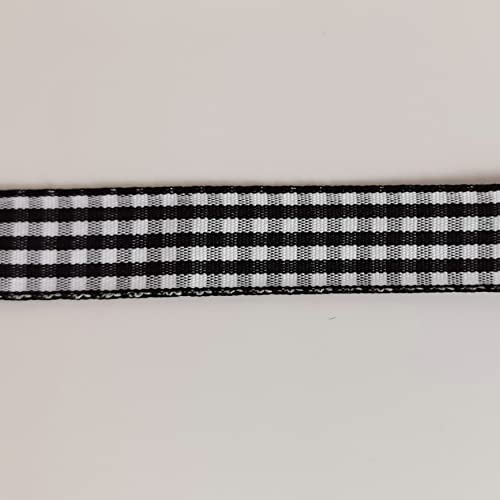 Black and White Wovon Edge Gingham Ribbon 25 Yard Each Roll 100% Polyester (75 Foot)