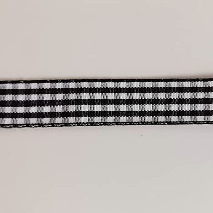 Black and White Wovon Edge Gingham Ribbon 25 Yard Each Roll 100% Polyester (75 Foot)