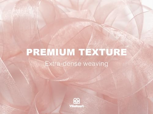 Cream & Rose Gold Organza Sheer Ribbon 1 inch x 30Yd Pink Ribbon Handmade Fabric Ribbons for Gift Wrapping Christmas Tree Crafts Bows Wedding Invitations Wreaths Wrap Peach (90 Foot)