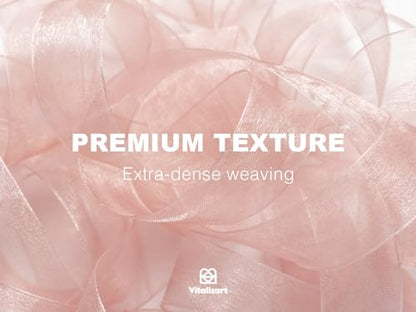 Cream & Rose Gold Organza Sheer Ribbon 1 inch x 30Yd Pink Ribbon Handmade Fabric Ribbons for Gift Wrapping Christmas Tree Crafts Bows Wedding Invitations Wreaths Wrap Peach (90 Foot)