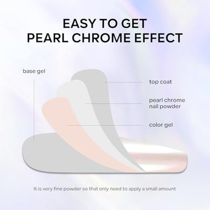 2Pcs White Pearl Chrome Nail Powder