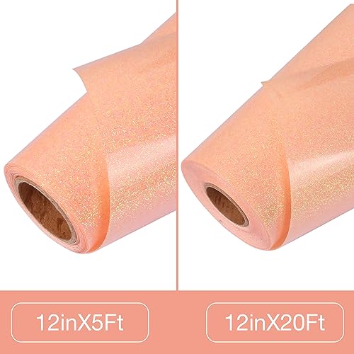 Blush Glitter HTV Heat Transfer Vinyl Roll 12 inch x 5 ft Iron on Vinyl for T Shirts Crafts