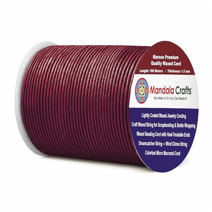 1.5mm Maroon Waxed Cord (327 Foot)