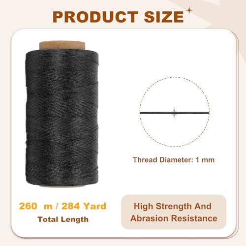 284 Yard Flat Waxed Thread 150D 1mm Leather Sewing Cord for Repairing Shoes Bags Wallets Jewelry Making DIY Leather Craft