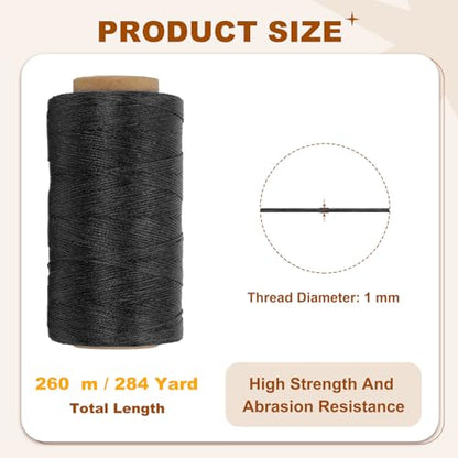 284 Yard Flat Waxed Thread 150D 1mm Leather Sewing Cord for Repairing Shoes Bags Wallets Jewelry Making DIY Leather Craft