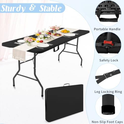 2 Pack 5 Feet Portable Folding Table Black (2 Count)