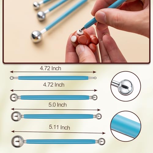 10Pcs Double Ended Stainless Steel Dotting Tools with Multiple Size