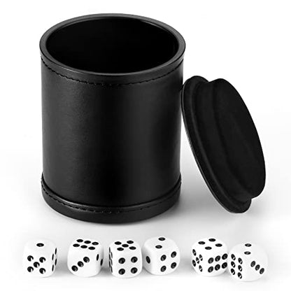Felt Lined Dice Cup PU Leather Set