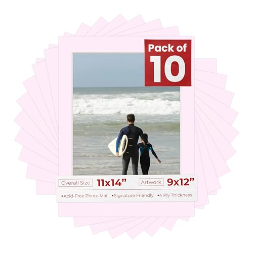 Pack of TEN 11x14 Mats Bevel Cut for 9x12 Photos (10 Count)