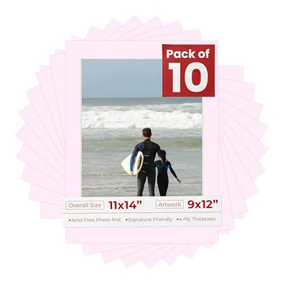 Pack of Ten Acid Free 11x14 Mats Bevel Cut for 9x12 Photos (10 Count)