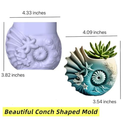 Sea Animal Candle Holder Resin Molds Silicone Epoxy Resin Jar Conch Shell Shaped Plaster Candle Holder Wax Molds