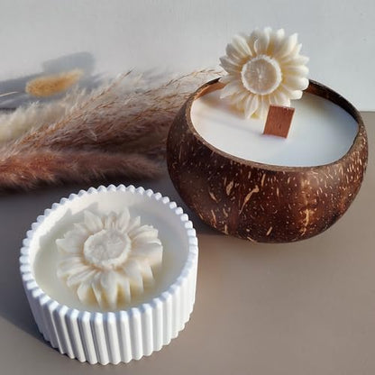 2PCS Sunflower Candle Mold Unique Flower Silicone Fondant Chocolate Cake Decor Molds 3D Floral Silicone Molds for Resin Candle Soap Wax Polymer Clay Concrete Art Craft Home Ornament (2 Count)