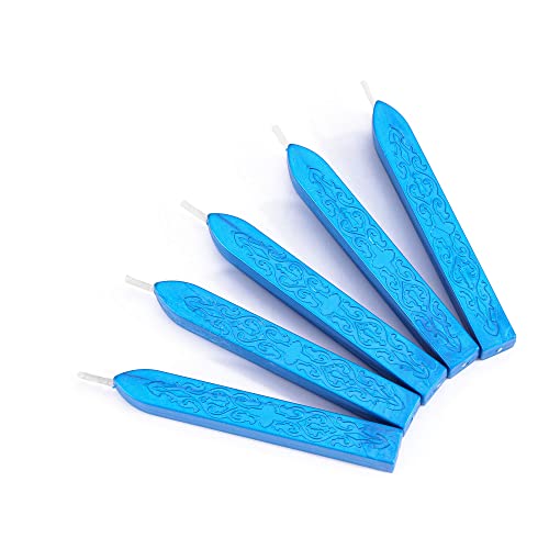 5Pcs Royal Blue Sealing Wax Sticks with Wicks for Wax Seal Stamp (5 Count)