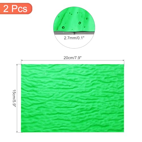 2 Pcs Stained Glass Sheet Mosaic Tile 7.9 Inch x 5.9 Inch Emerald Green Stained Glass Sheets for Crafts DIY Art Project