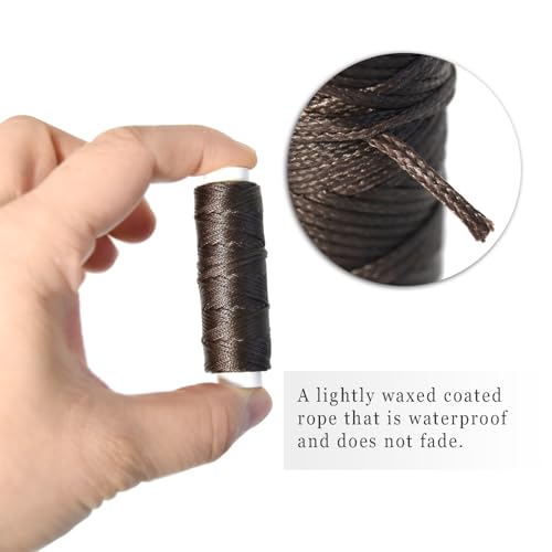 Waxed Thread for Leather Sewing 24 Colors 210D Hand Stitching Thread Waxed Flat Cord for Hand Sewing Book Binding Shoe Repairing (24 Count)
