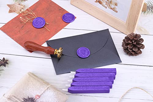 5Pcs Purple Sealing Wax Sticks with Wicks for Wax Seal Stamp (5 Count)