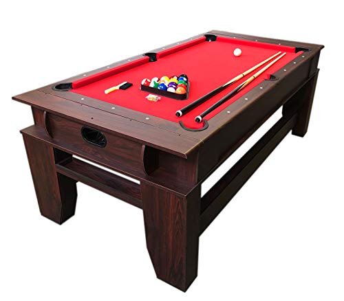 7ft Pool Table Air Hockey 2 in 1 Pool Table Red Felt