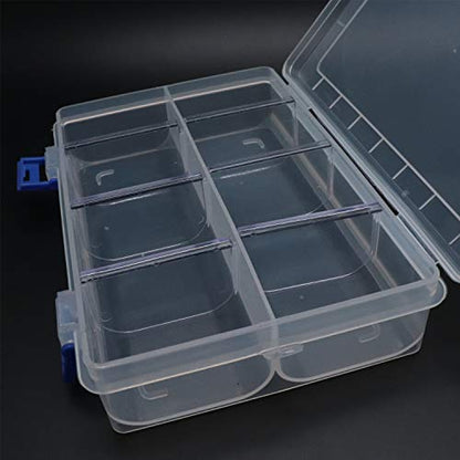 8 Grid Clear Plastic Organizer with Adjustable Dividers