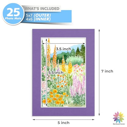 Mat Board Center 25 Pack 5x7 Picture Mat for 4x6 Photo Mixed Color