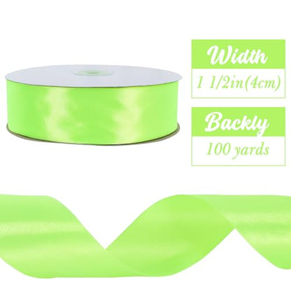 100 Yard Lime Green Satin Ribbon 1