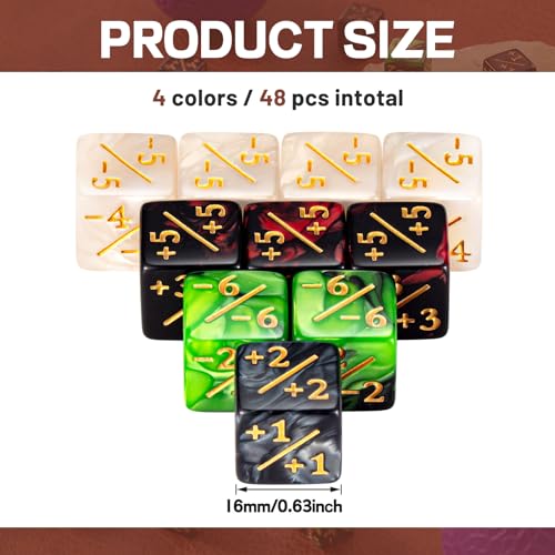 48 Pcs Pieces D6 Dice Counters with 2 Bag