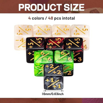 48 Pcs Pieces D6 Dice Counters with 2 Bag