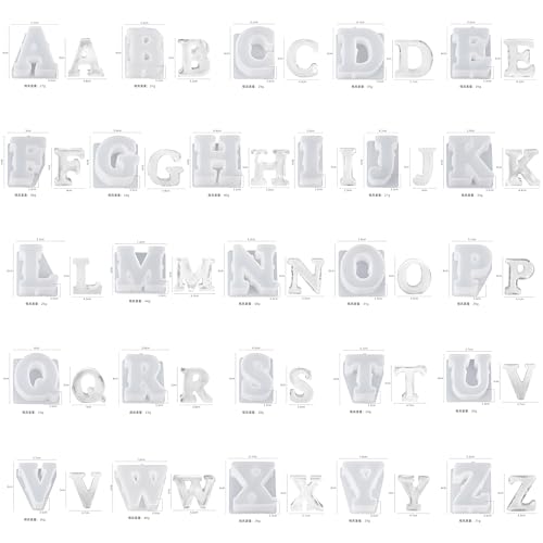 26 Pack A Z Letter Resin Casting Molds