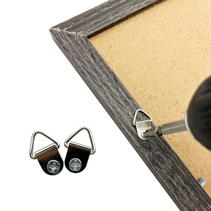 100 Pack Small Triangle Ring Steel Picture Hangers with Screws Picture Frames Picture Hang Solutions for Hanging Clock Paintings Artwork Picture Frame Hook Photos (100 Count)