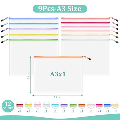 12pcs Mesh Zipper Pouch Bags (9 Count)