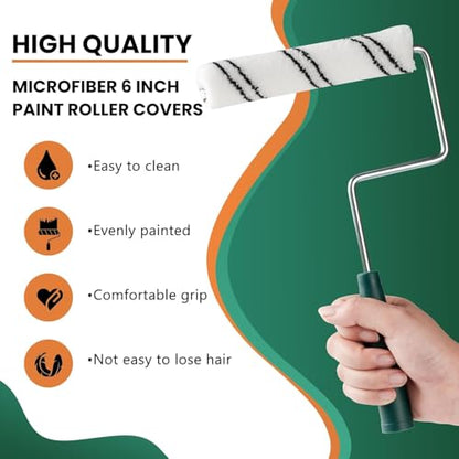 9 Pcs 6 Inch Microfiber Paint Roller Kit